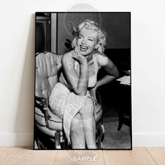 joyful Marilyn Monroe black and white print,