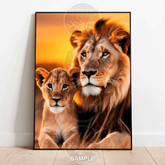 lion-and-cub-wall-art-sunset-print
