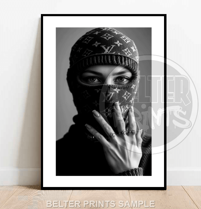 louis-vuitton-balaclava-woman-black-white-wall-art-print