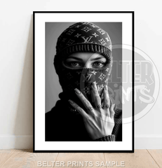 louis-vuitton-balaclava-woman-black-white-wall-art-print