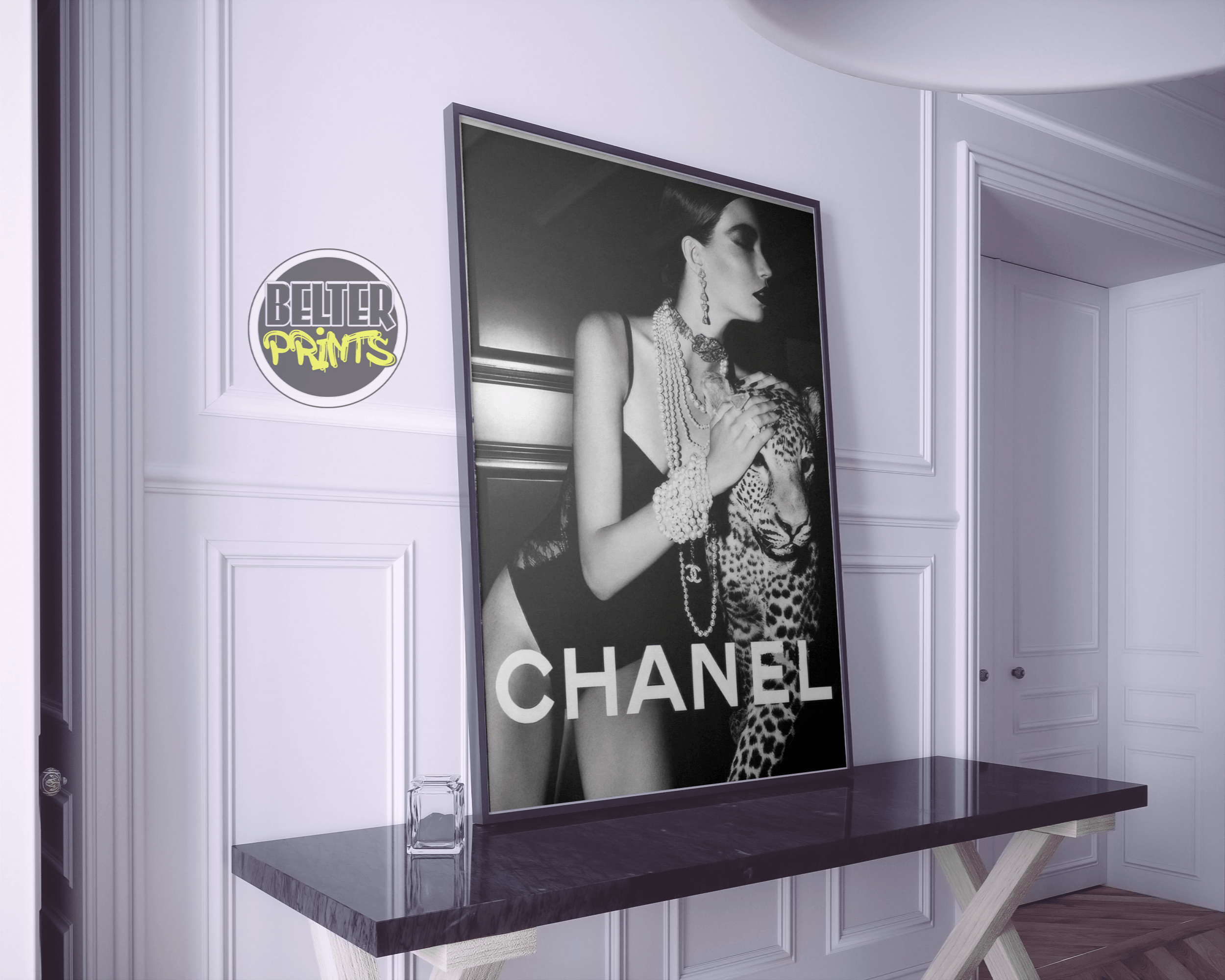  luxury fashion print, chanel panther wall art, haute couture wall print