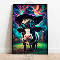 magic-cow-wizard-hat-wall-art-print