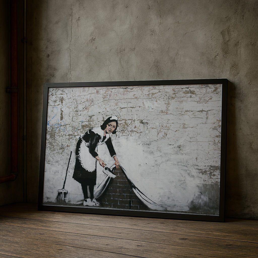 maid-sweeping-under-wall-banksy-inspired-poster