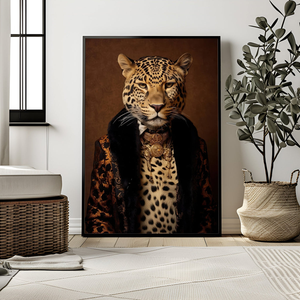 Majestic Feline | Leopard in Luxury Gown Wall Art Print
