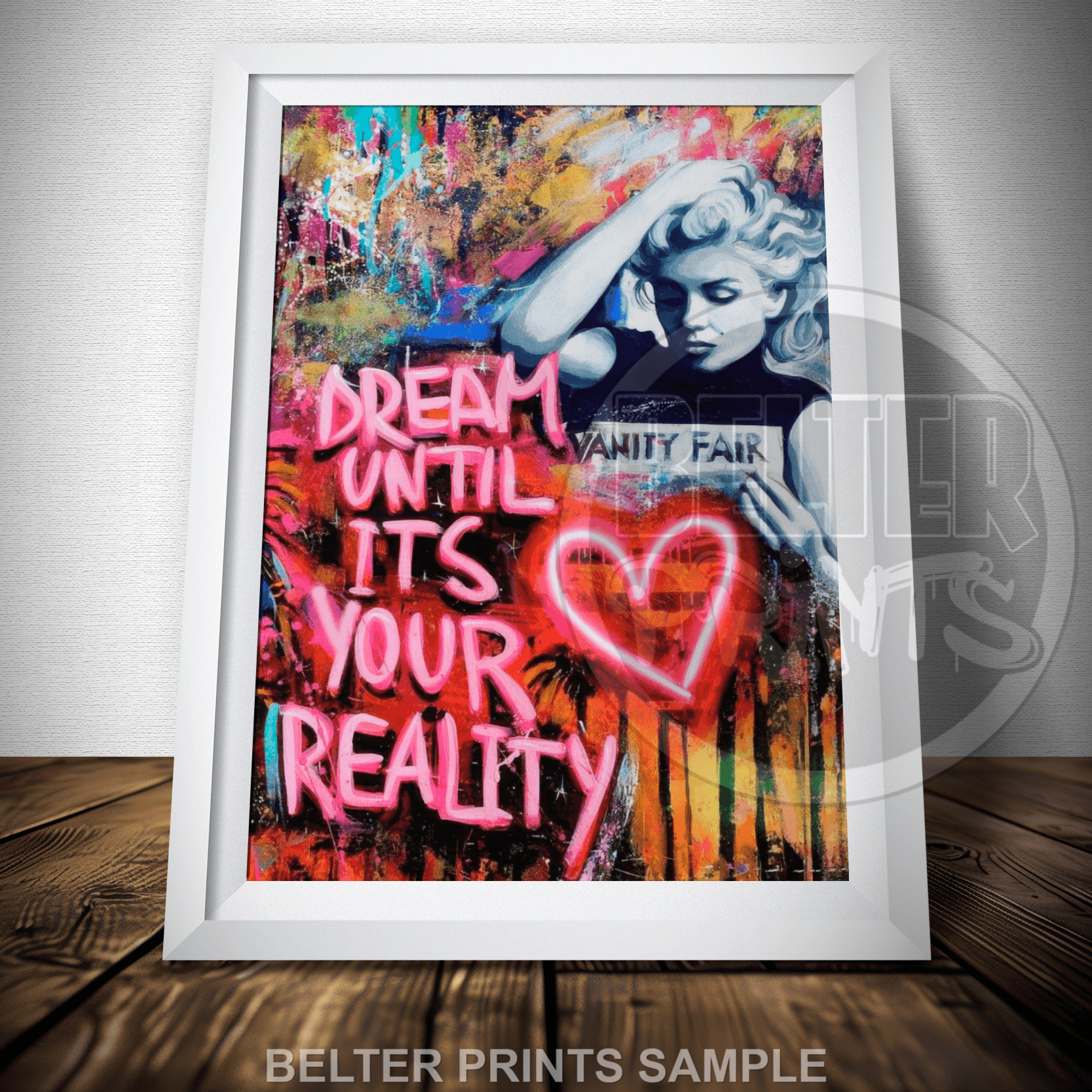 marilyn monroe graffiti wall art pint