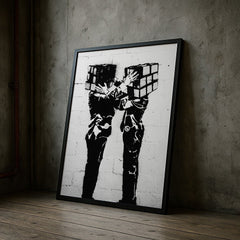 banksy-style-rubiks-cube-head-figures-art-print