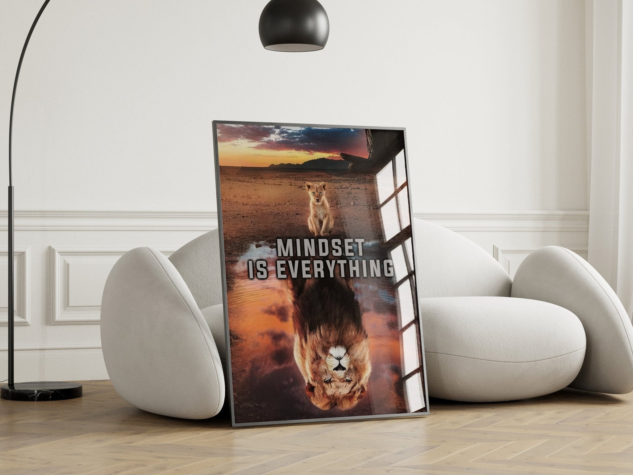 Mindset Is Everything | Lion Motivational Wall Art Print - Print