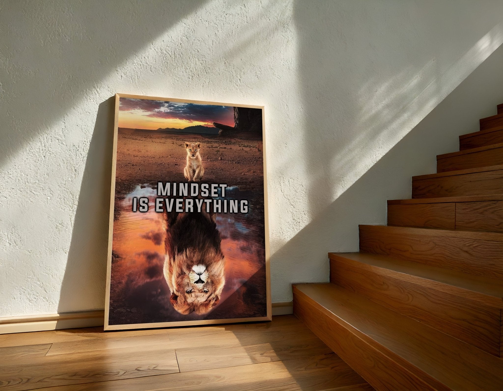 Mindset Is Everything | Lion Motivational Wall Art Print - Print