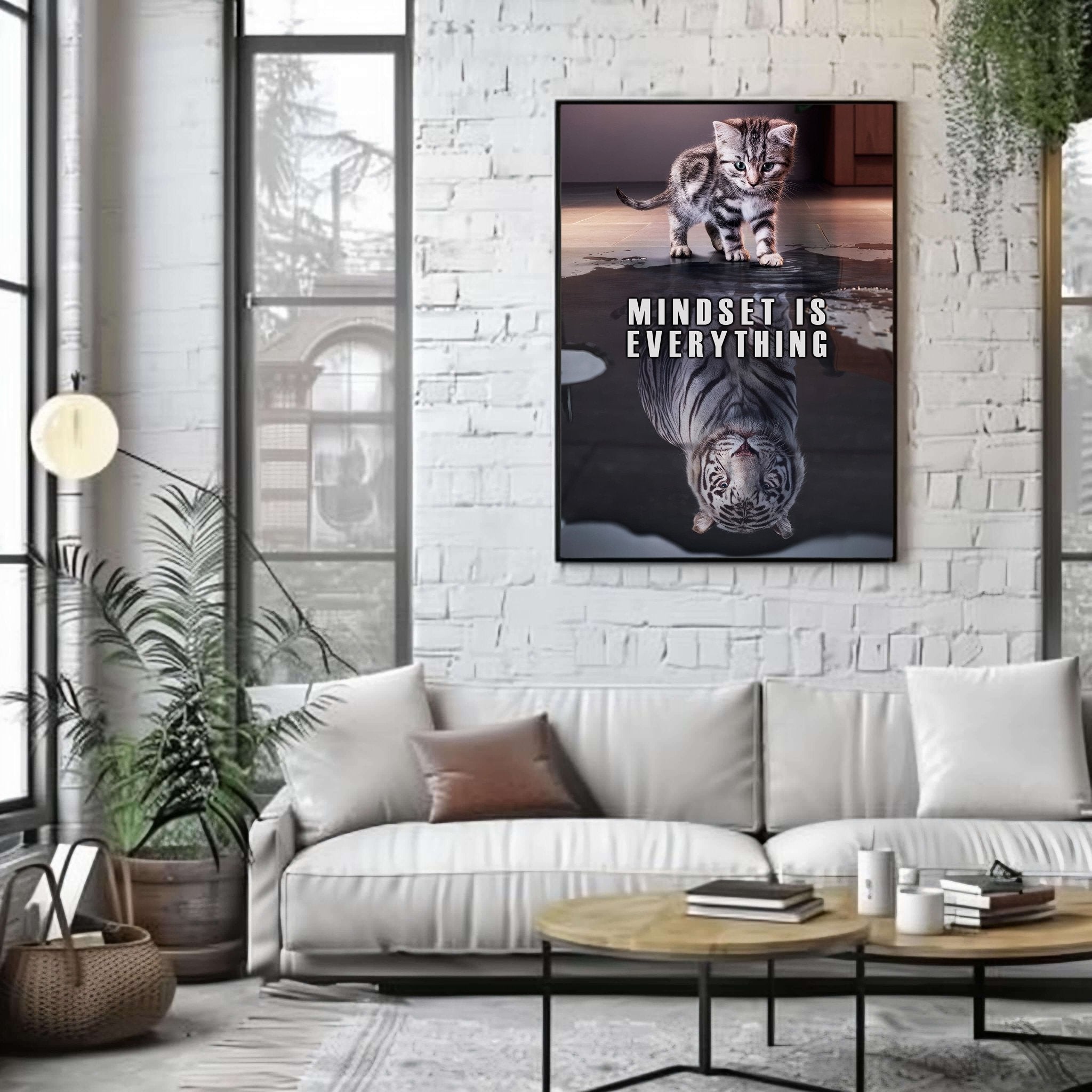 Mindset Is Everything | Tiger Motivational Wall Art Print - Print