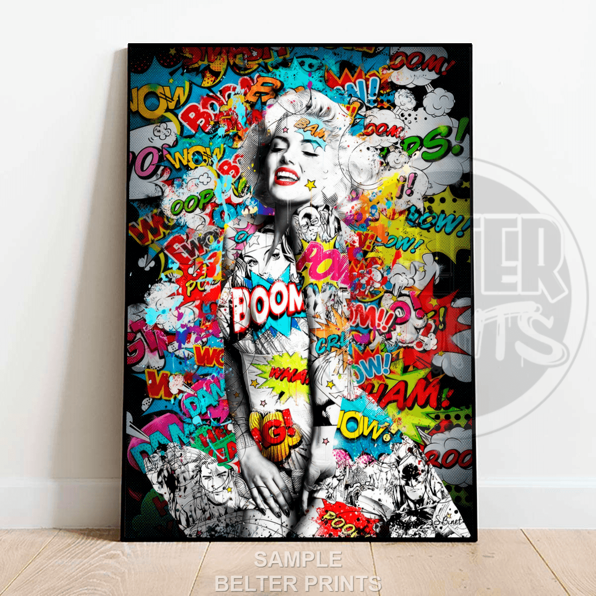 Marilyn Monroe Comic Pop Art Print | Bold Graffiti Explosion Wall Art | Colourful Urban Pop Poster