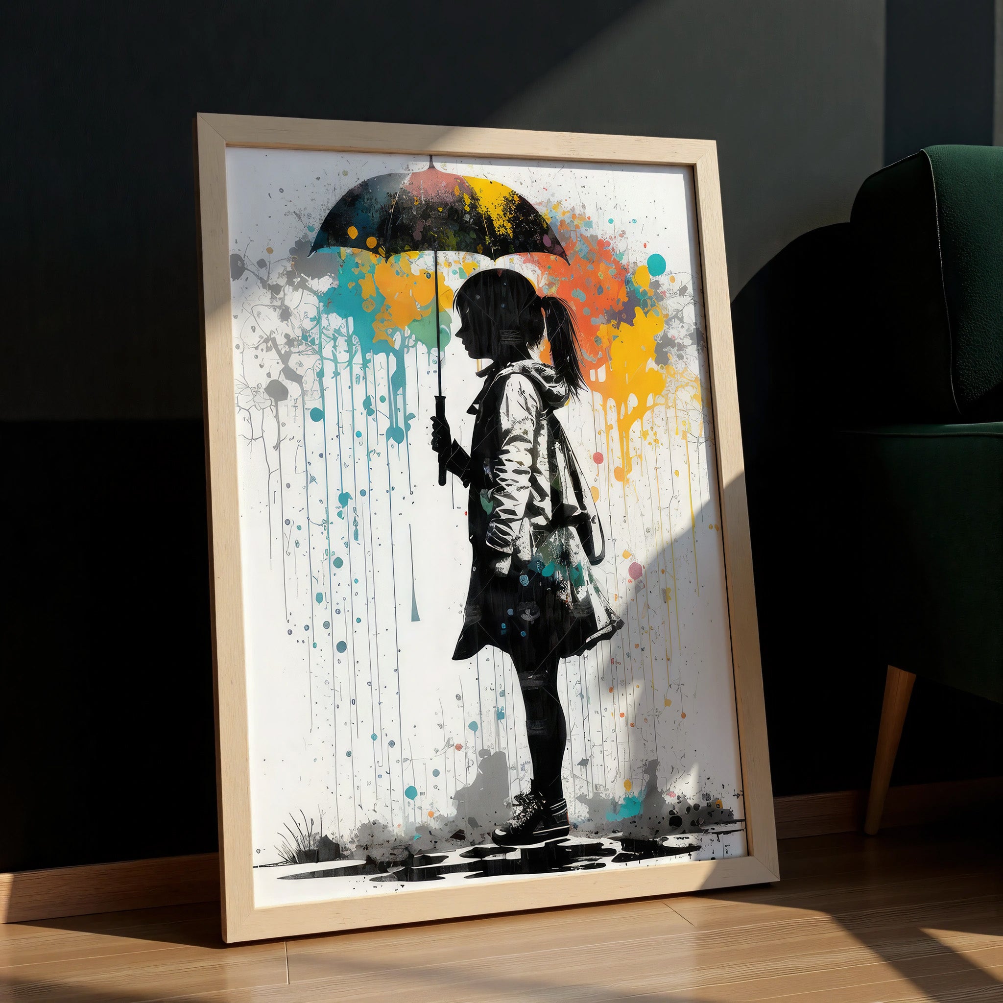 modern-street-art-girl-with-umbrella-colour-splash-artwork