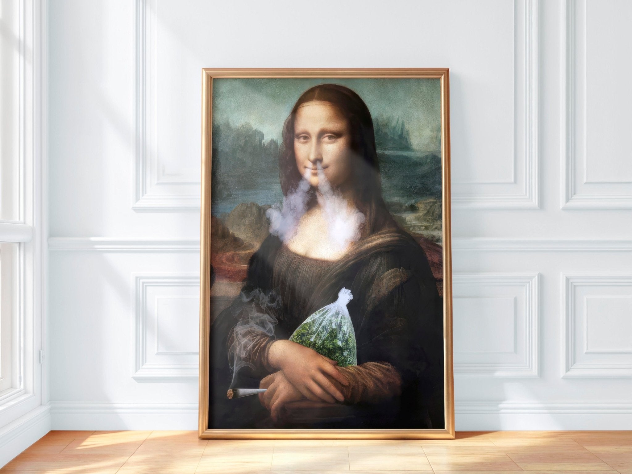 Mona 420 | Smoking Mona Lisa Wall Art Print - Print