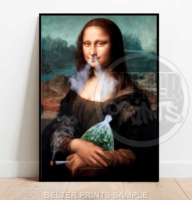 Mona 420 | Smoking Mona Lisa Wall Art Print - Print