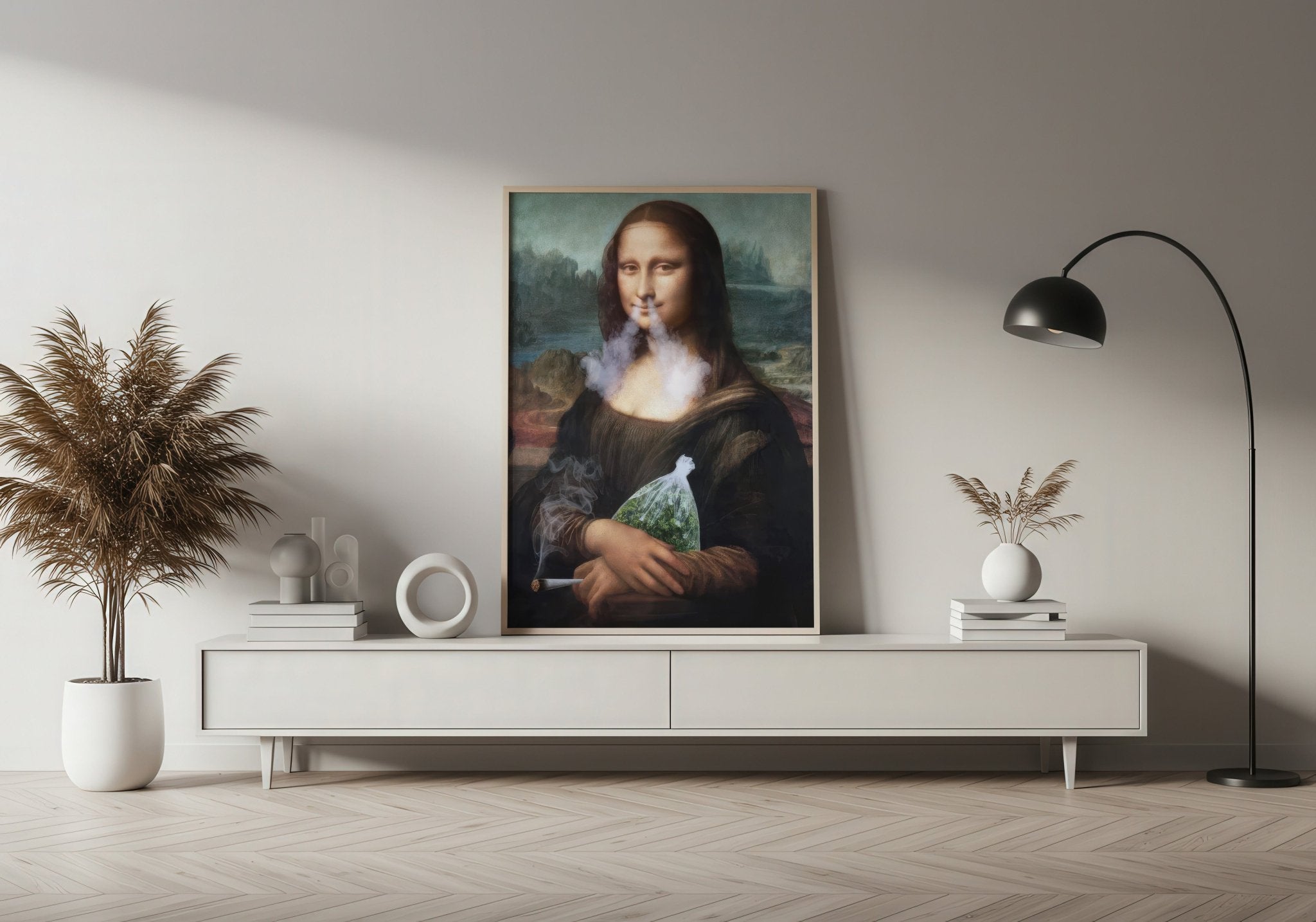 Mona 420 | Smoking Mona Lisa Wall Art Print - Print