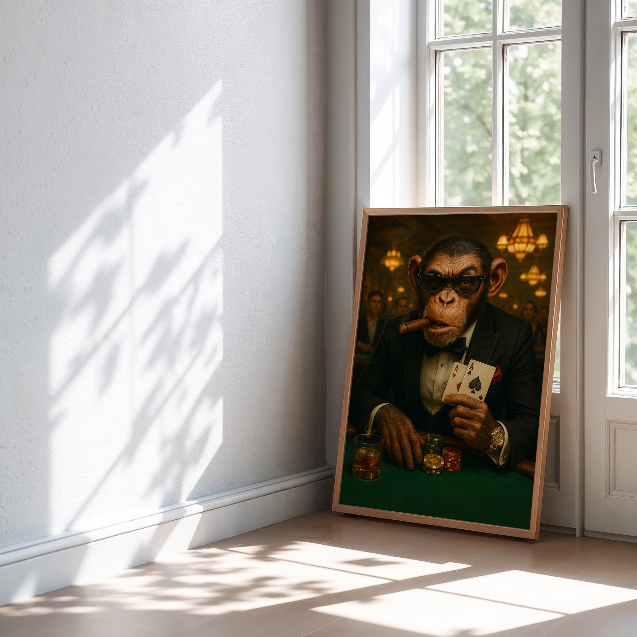 The High Roller Chimp – Luxury Funny Animal Poker Wall Art Print