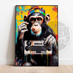 monkey music stereo wall art print
