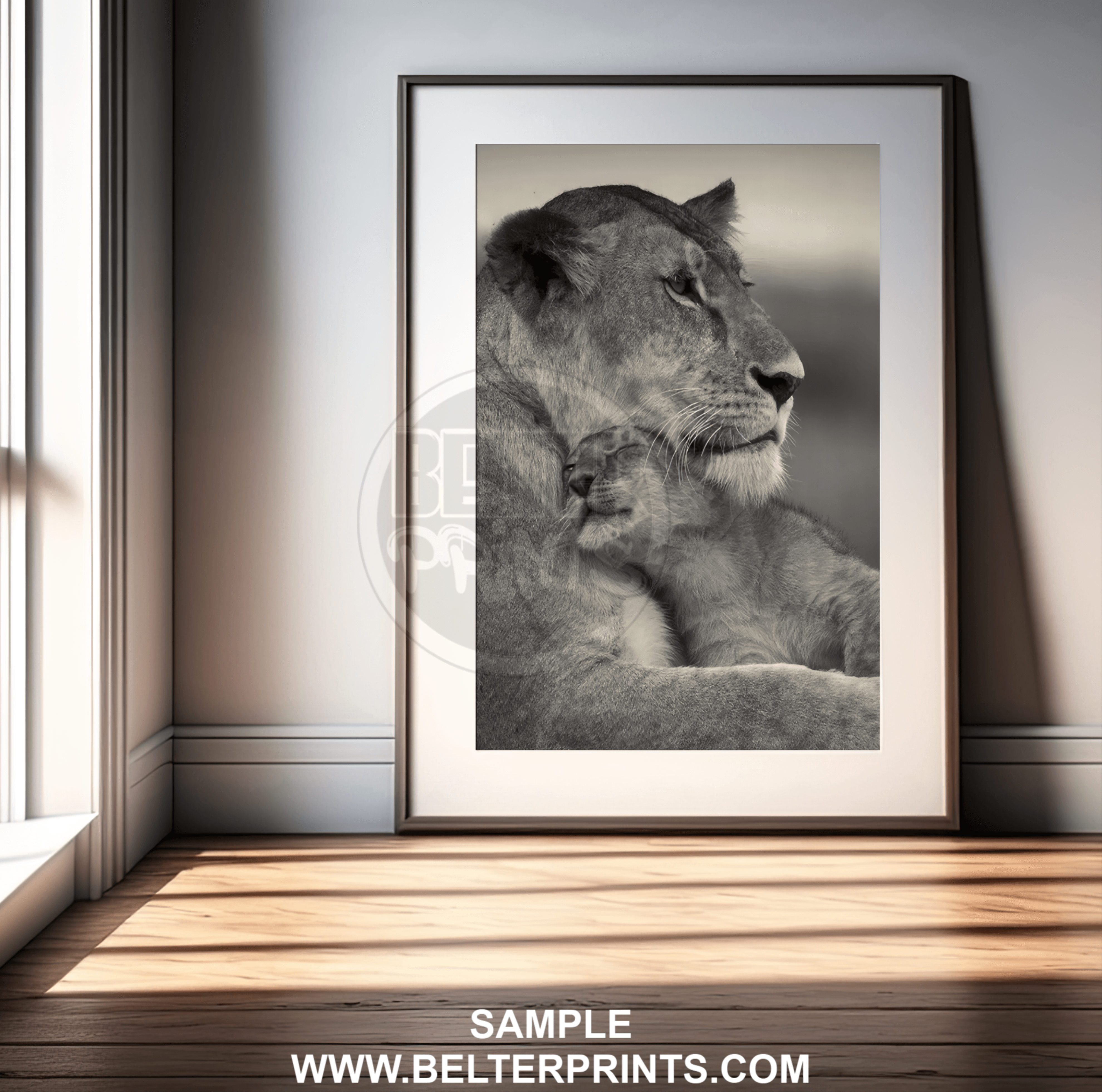 mother-lion-and-baby-wildlife-art