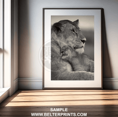 mother-lion-and-baby-wildlife-art