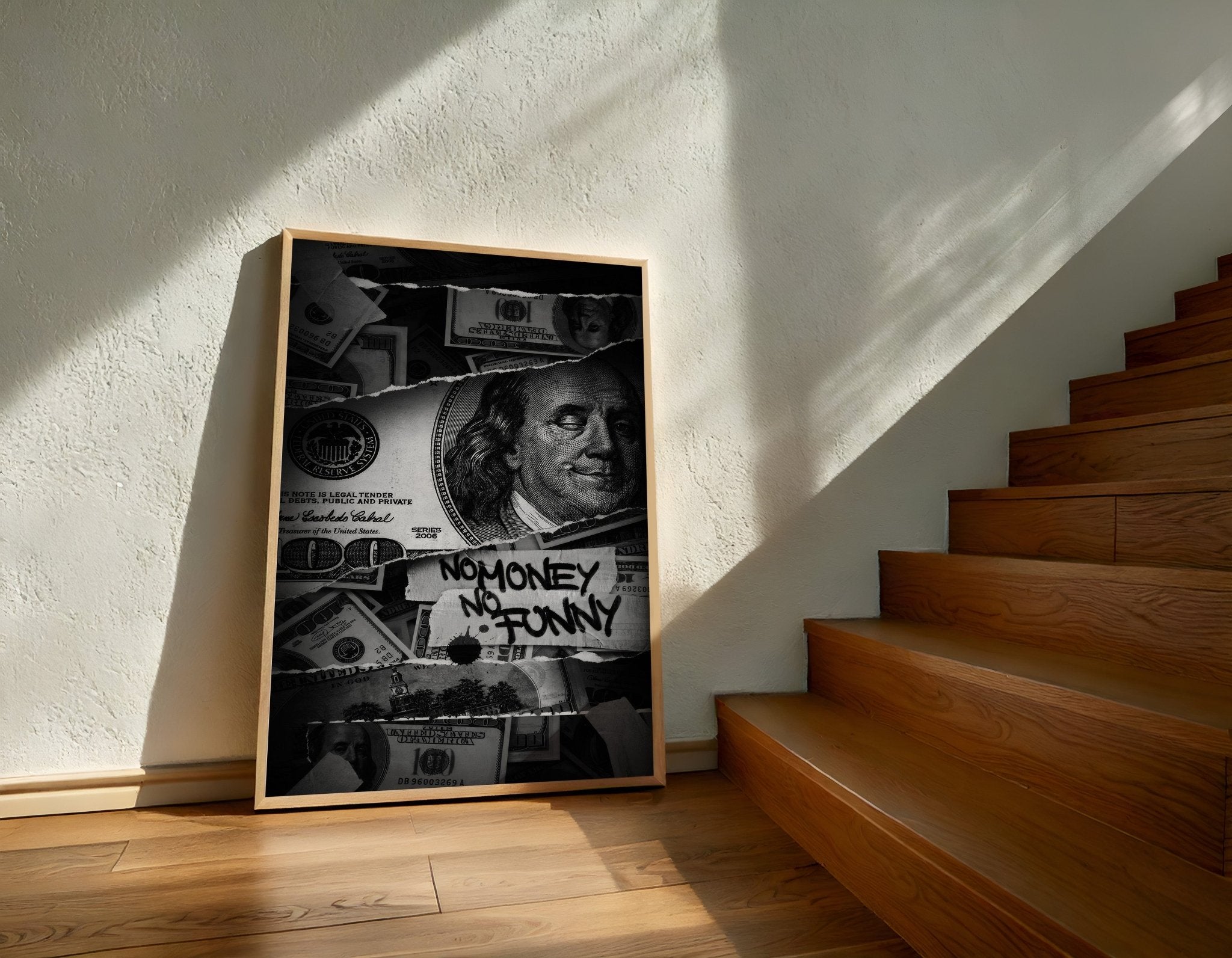 No Money No Funny | Graffiti Dollar Wall Art Print - Print