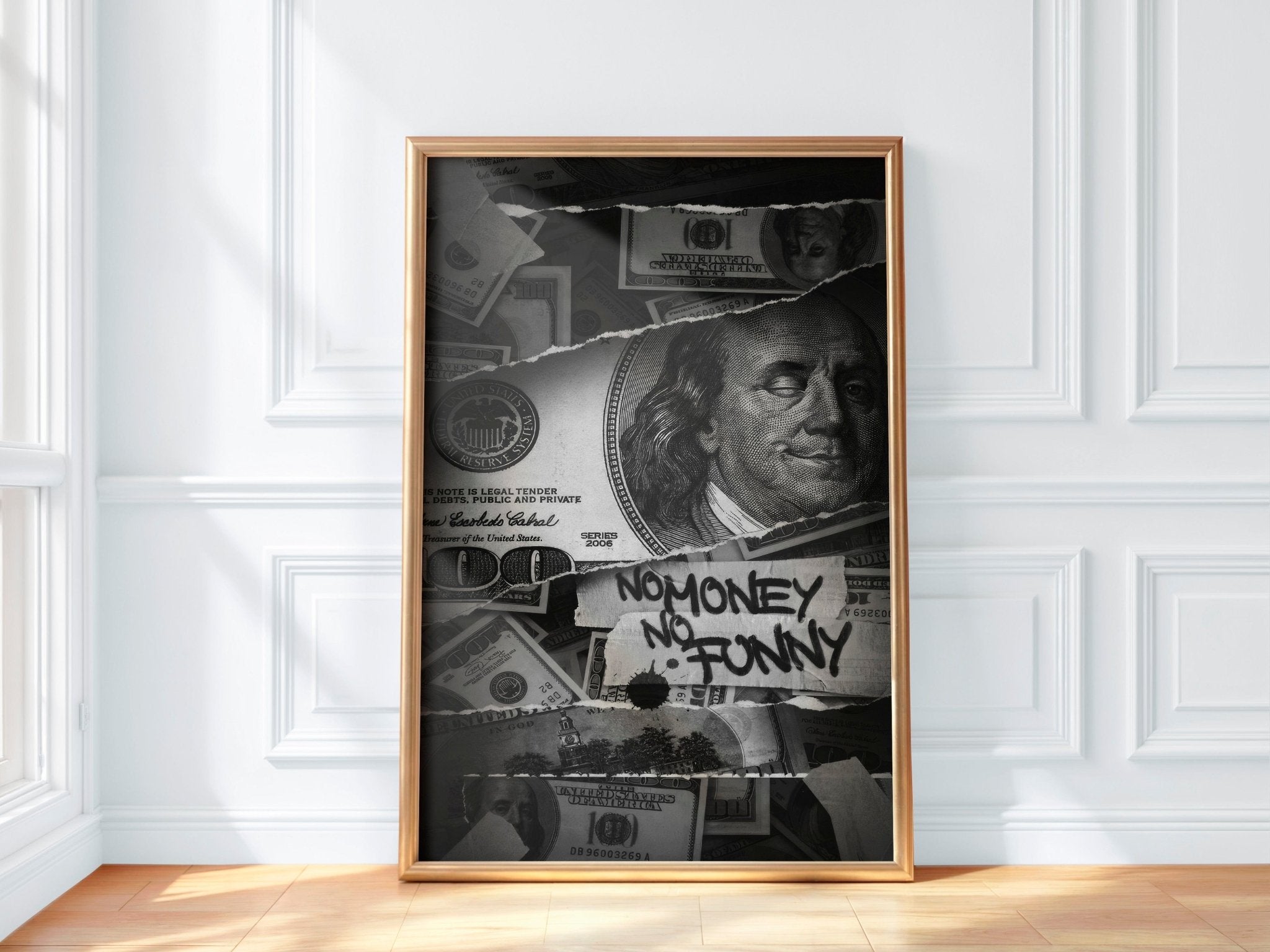 No Money No Funny | Graffiti Dollar Wall Art Print - Print