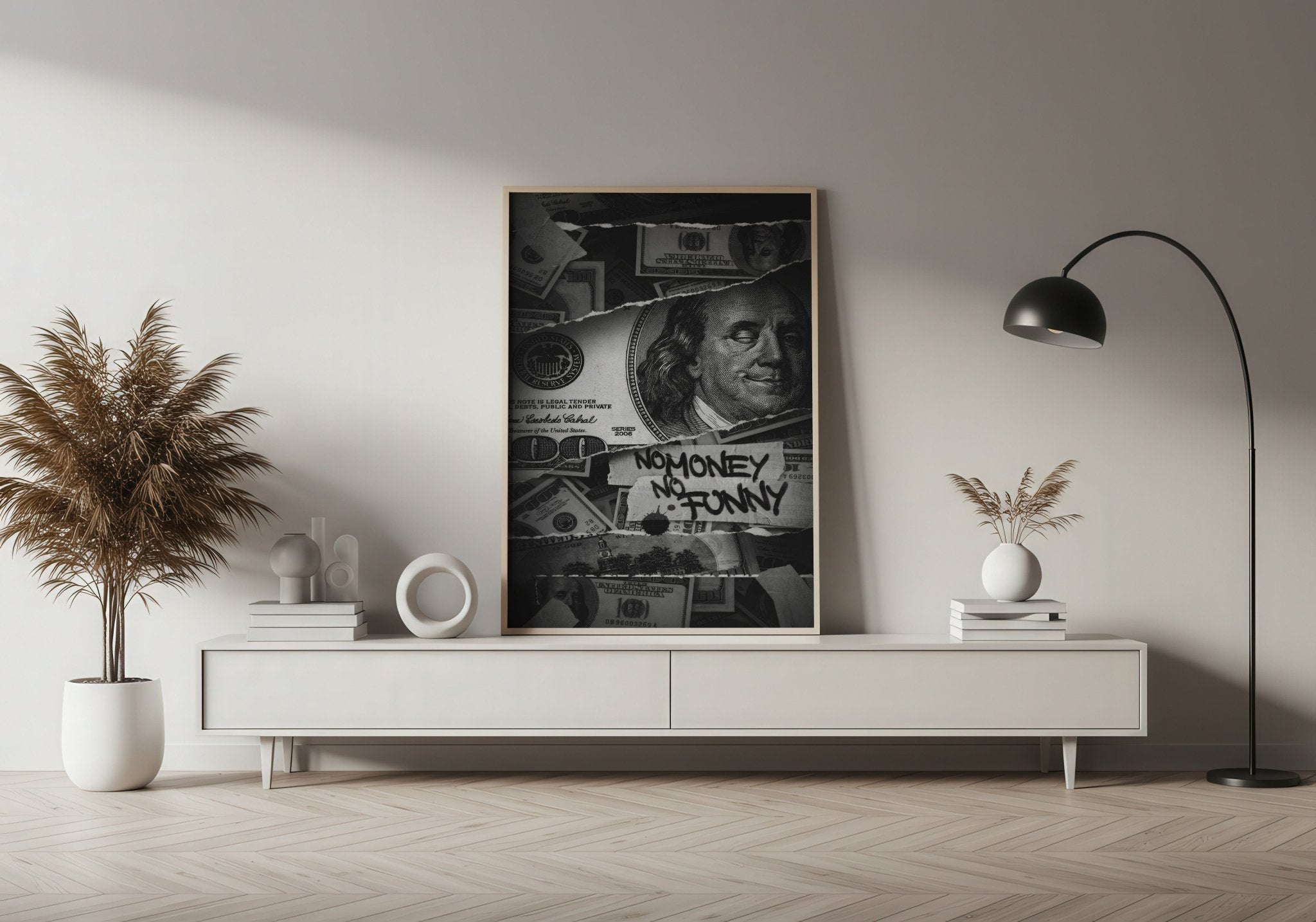 No Money No Funny | Graffiti Dollar Wall Art Print - Print
