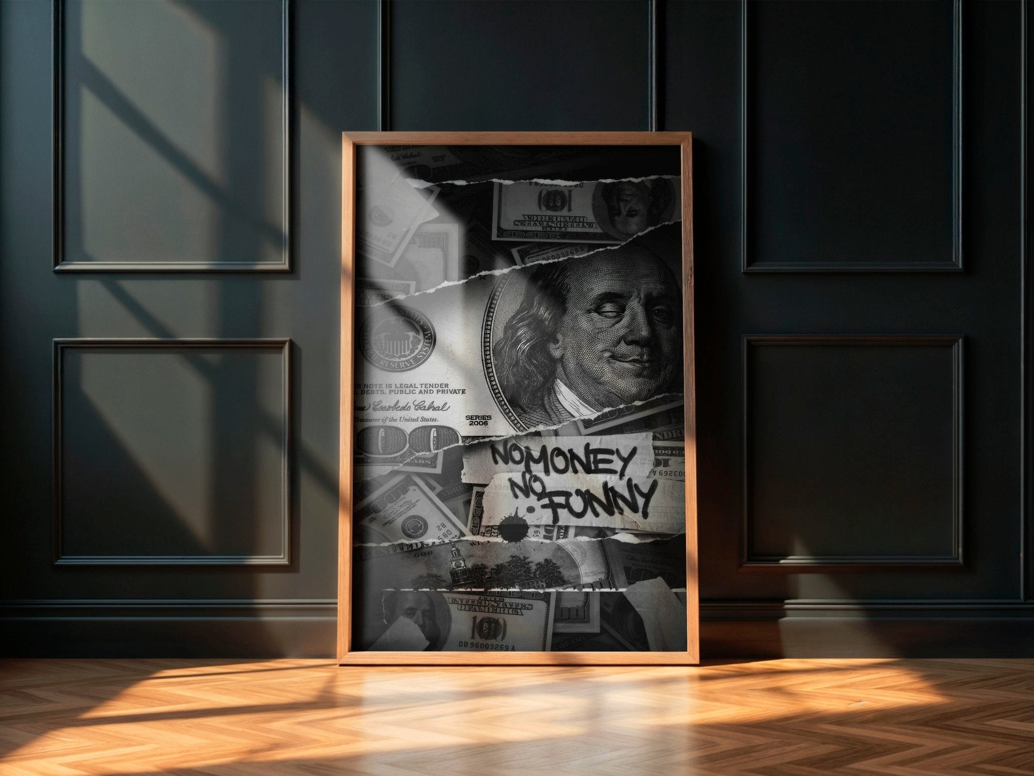No Money No Funny | Graffiti Dollar Wall Art Print - Print