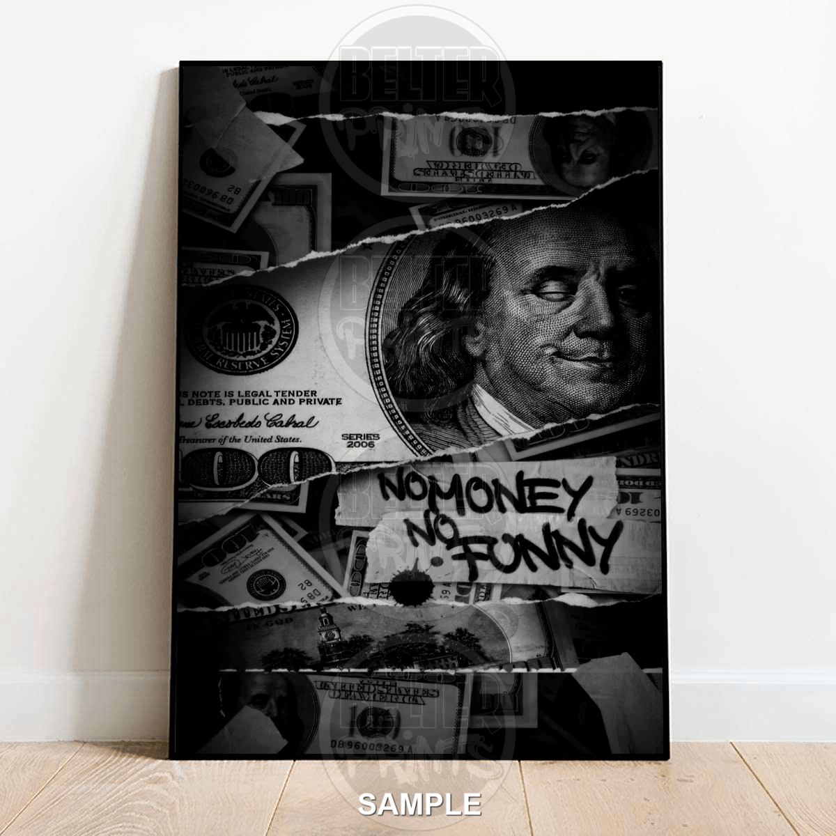 No Money No Funny | Graffiti Dollar Wall Art Print