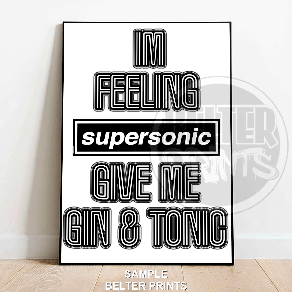 oasis lyric wall art, britpop music print, supersonic song poster, gin and tonic wall decor,