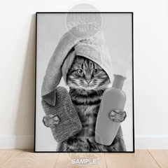 pampering-cat-towel-shampoo-wall-art-print