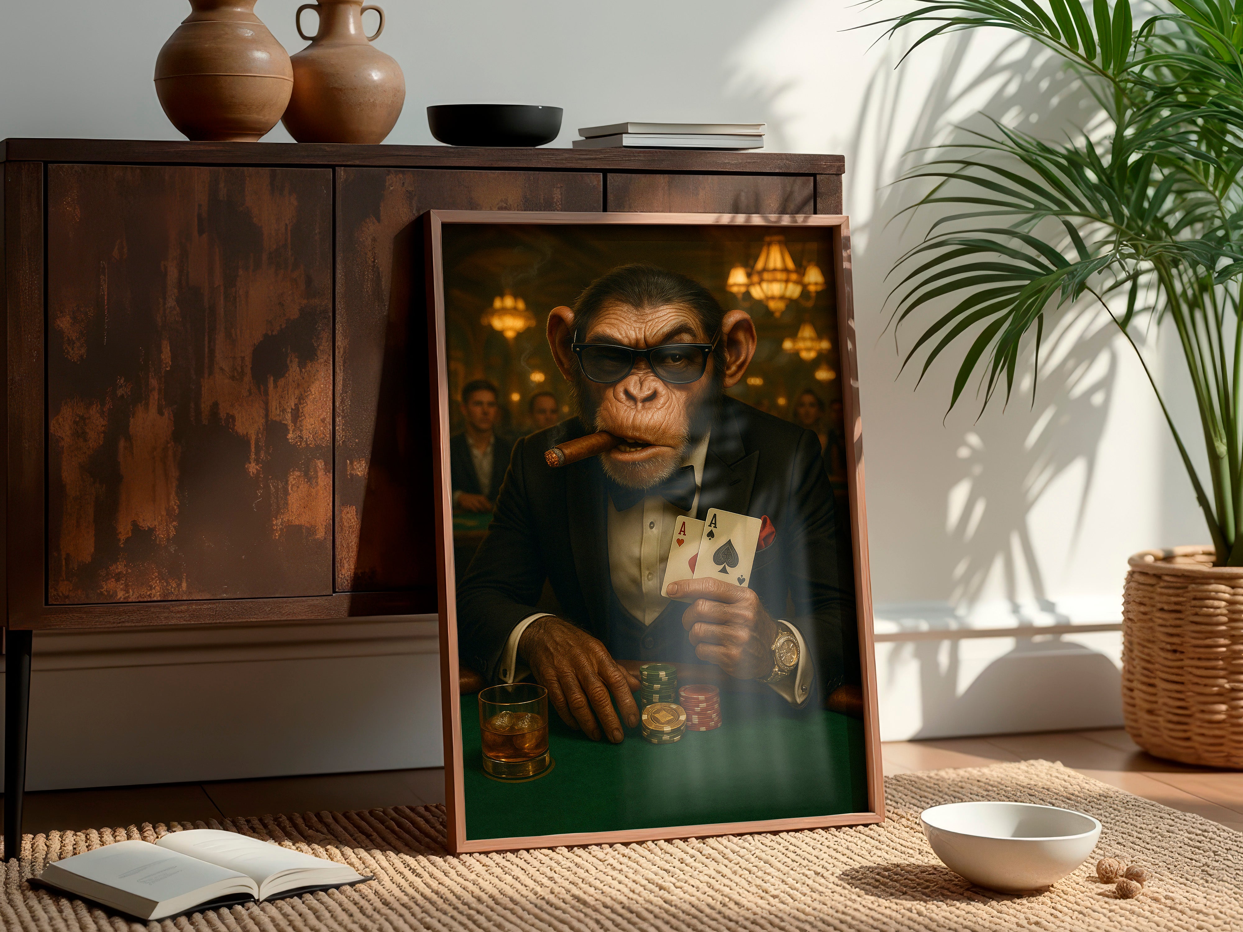 High Rolling Chimp | High Stakes Casino Wall Art Print