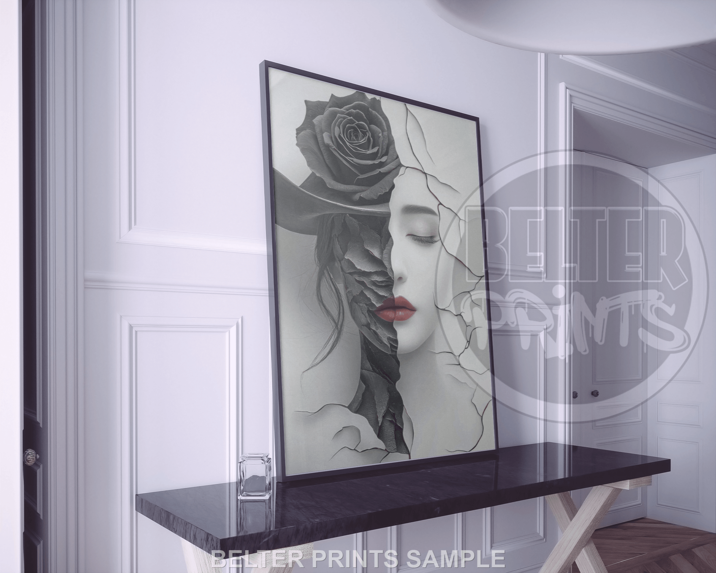 poster-ethereal-black-white-woman-rose-wall-art-print