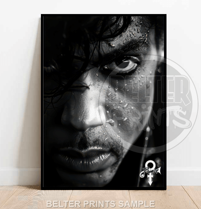 prince wall art, black and white music portrait, purple rain prince print,