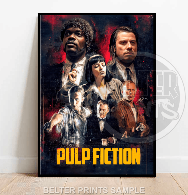 pulp fiction wall art print with main characters