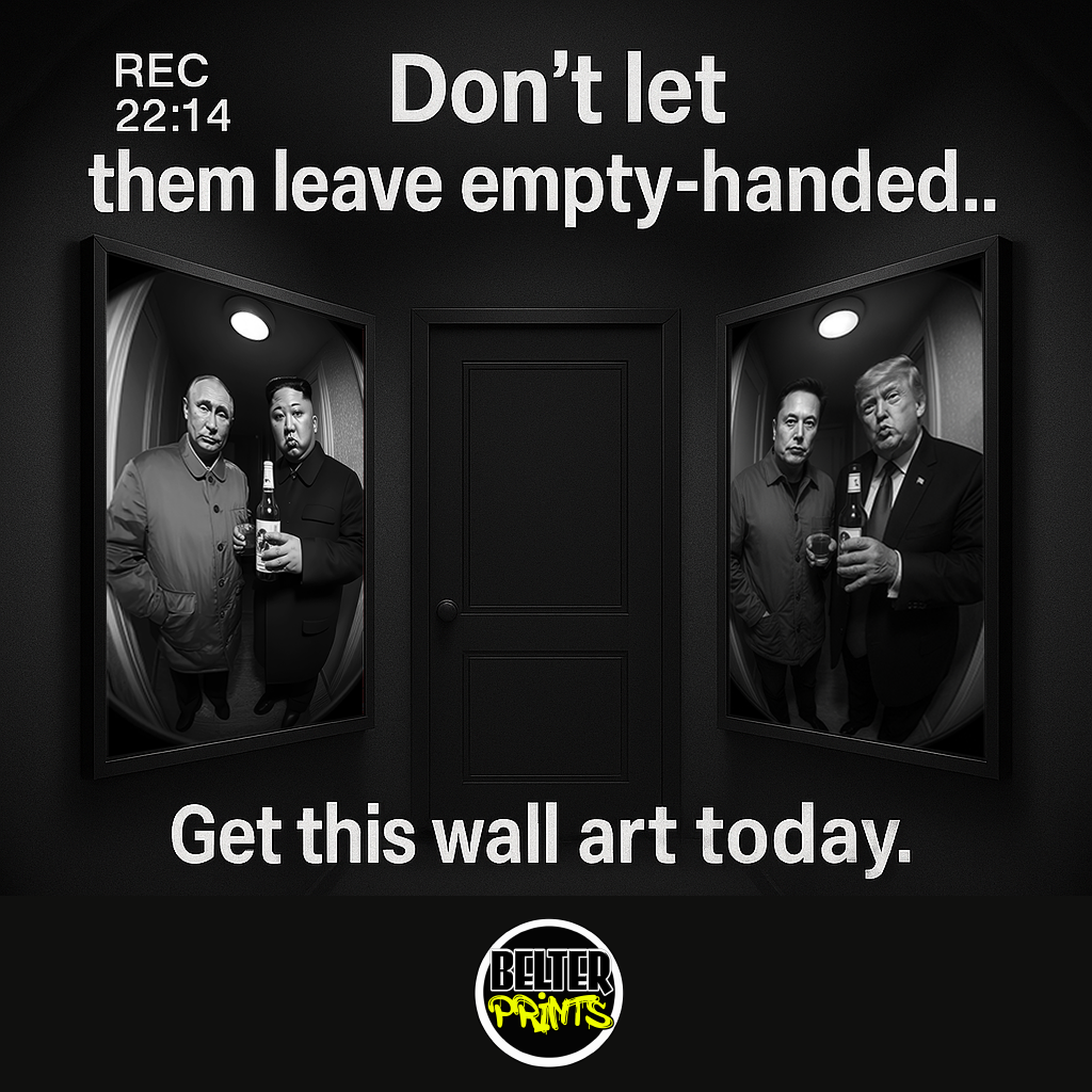 Putin & Kim Elon & Trump | Door Cam Satirical 2-Print Bundle