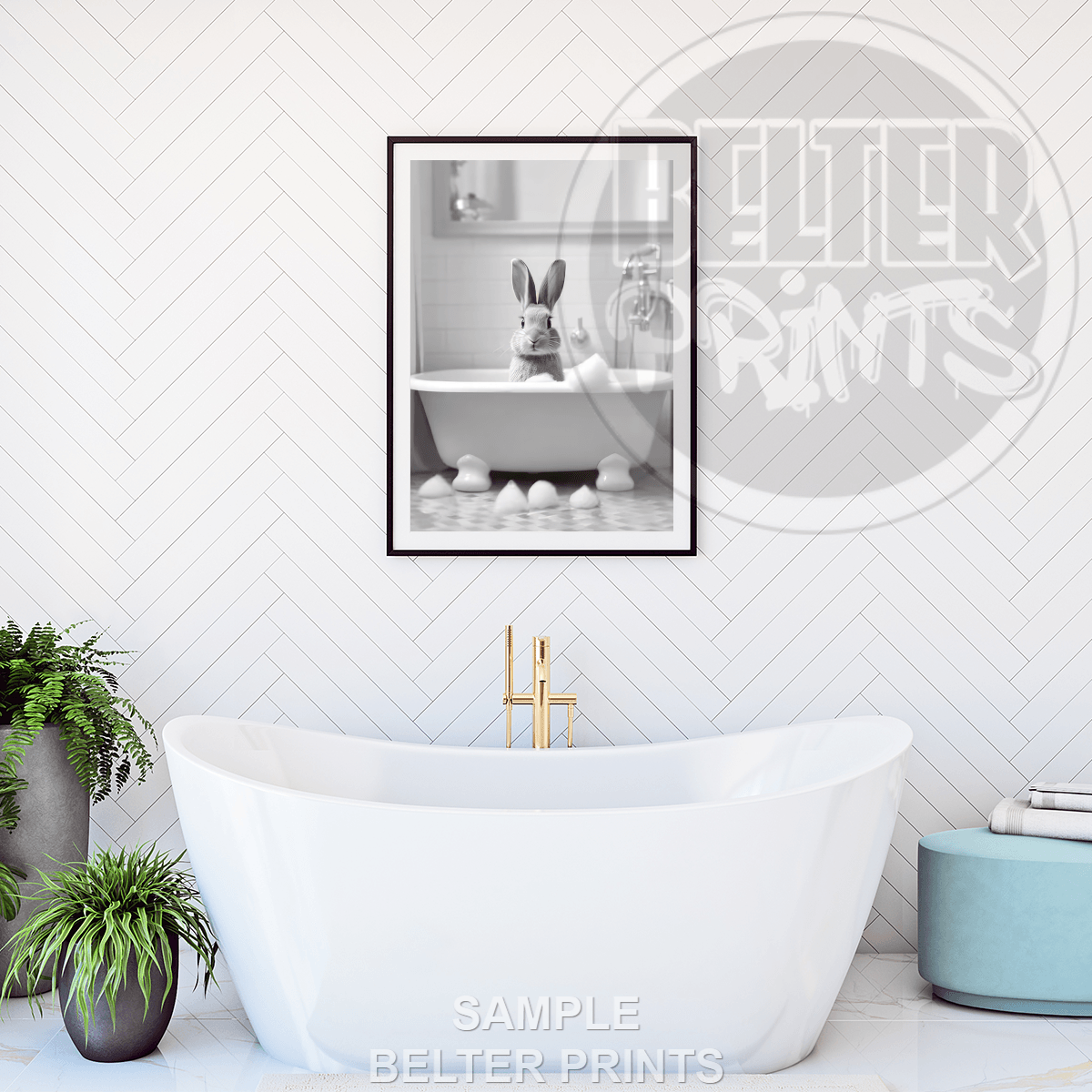 rabbit-in-the-bath-wall-art-print-cute
