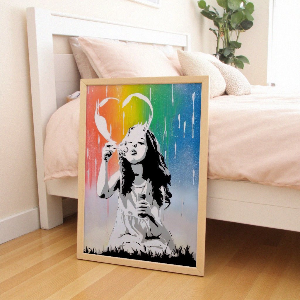 Rainbow Love Burst | Banksy-Inspired | Street Wall Art Print