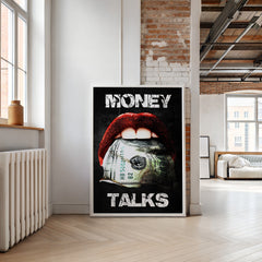 Bold pop art typography poster Money Talks design