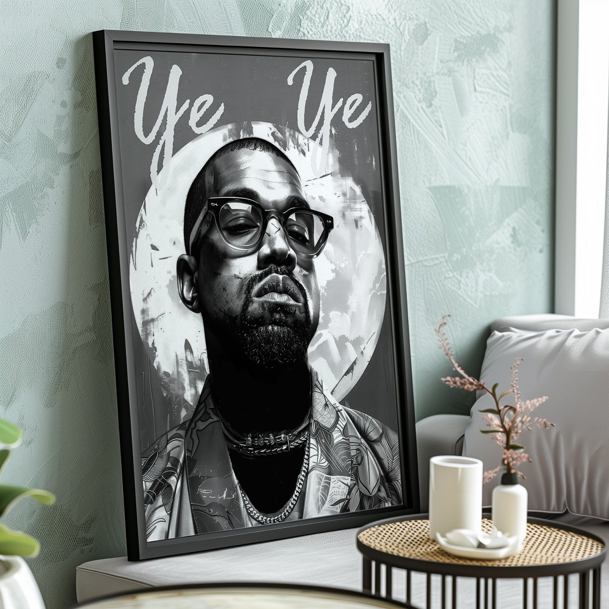 Saint Ye | Kanye West Monochrome Icon Wall Art Print