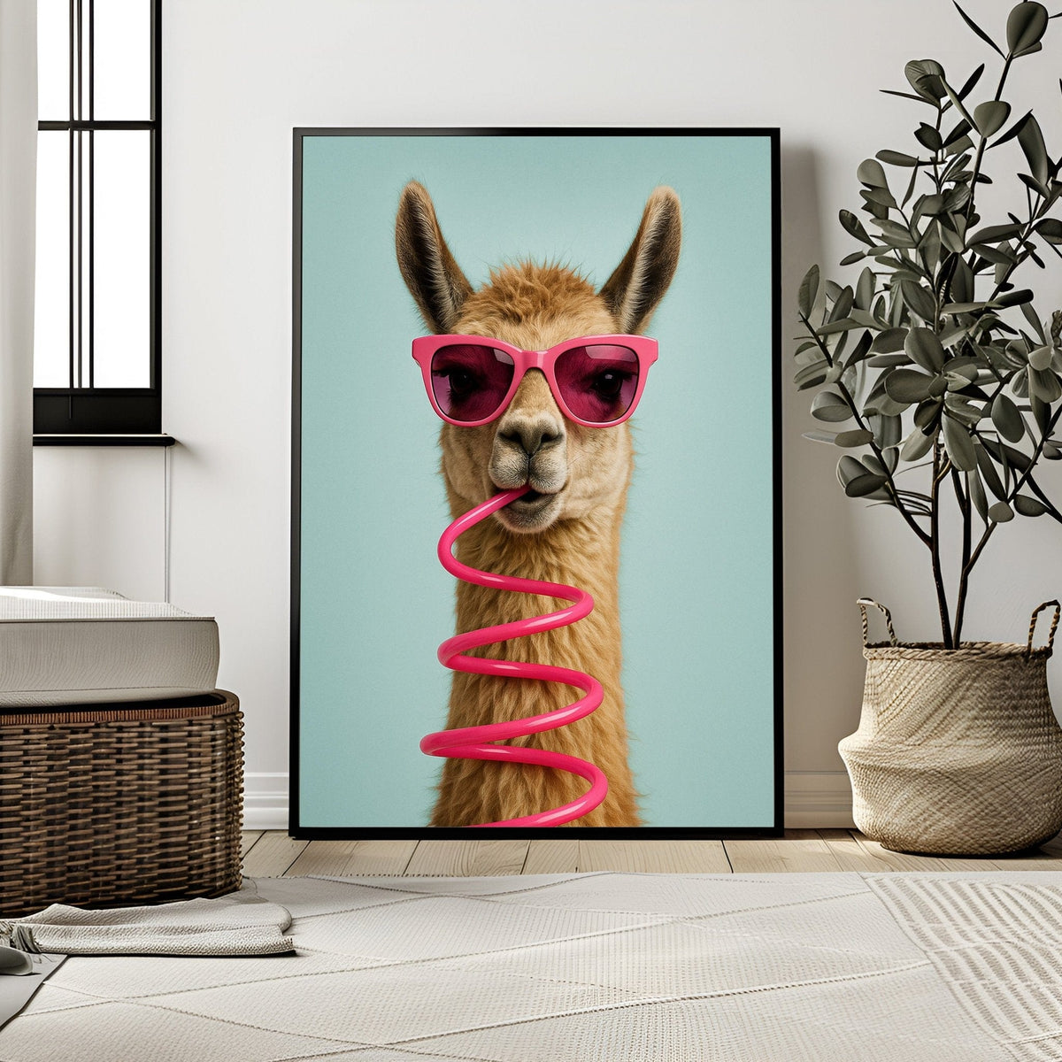 Sassy Sipper | Unique Llama Wall Art Print - Print