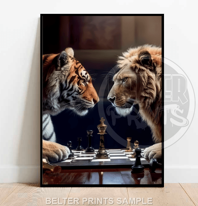 savanna-showdown-lion-tiger-chess-wall-art-print