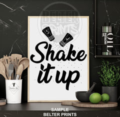 shake it up wall art, salt and pepper kitchen print, cooking pun poster