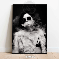 smoke-show-woman-sunglasses-black-white-wall-art-print