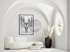 stag-portrait-in-snow-wall-art-print-poster