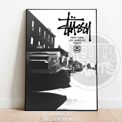 stussy wall art, urban street poster, black white street print