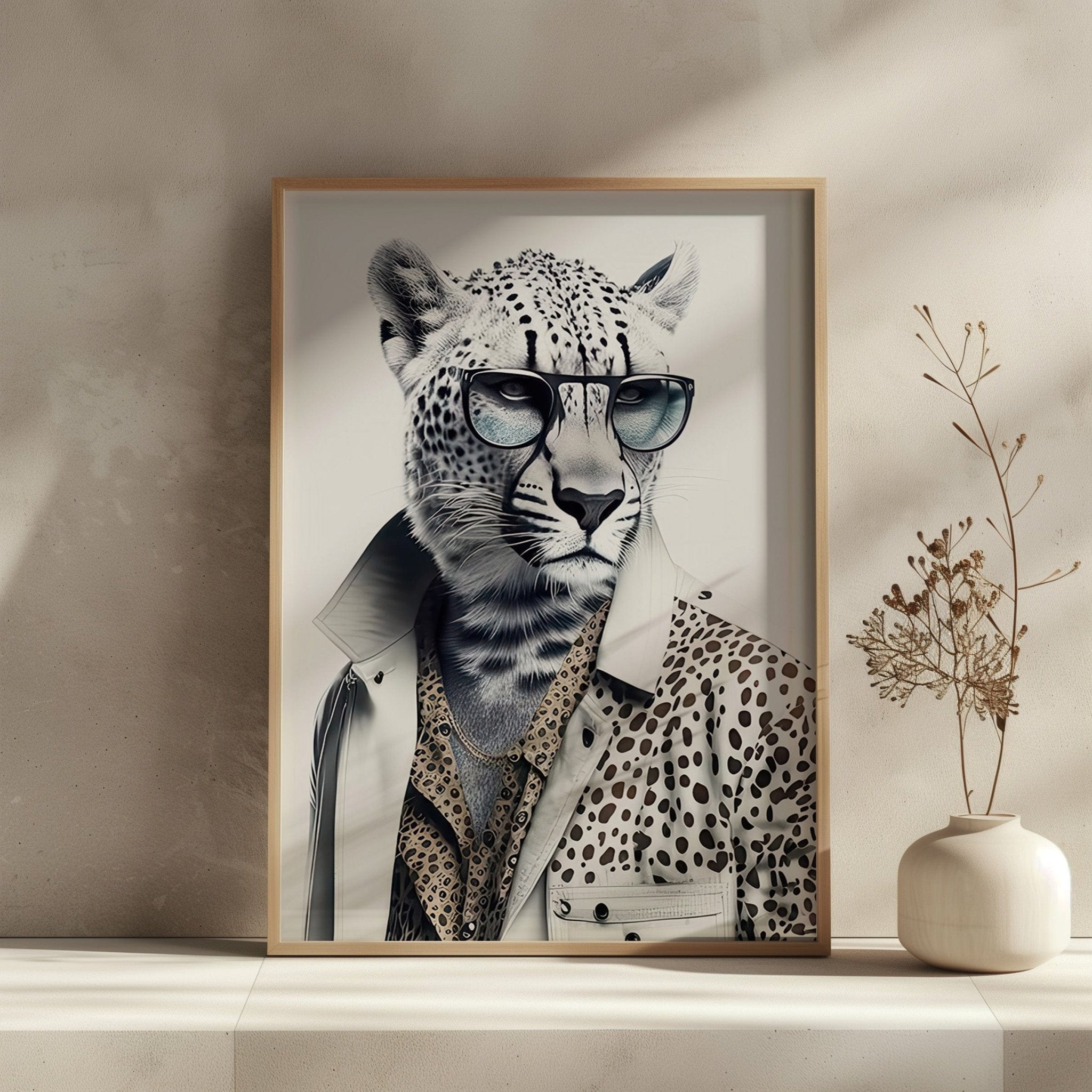 Stylish Snow Leopard | Cool Fashionable Animal Wall Art Print