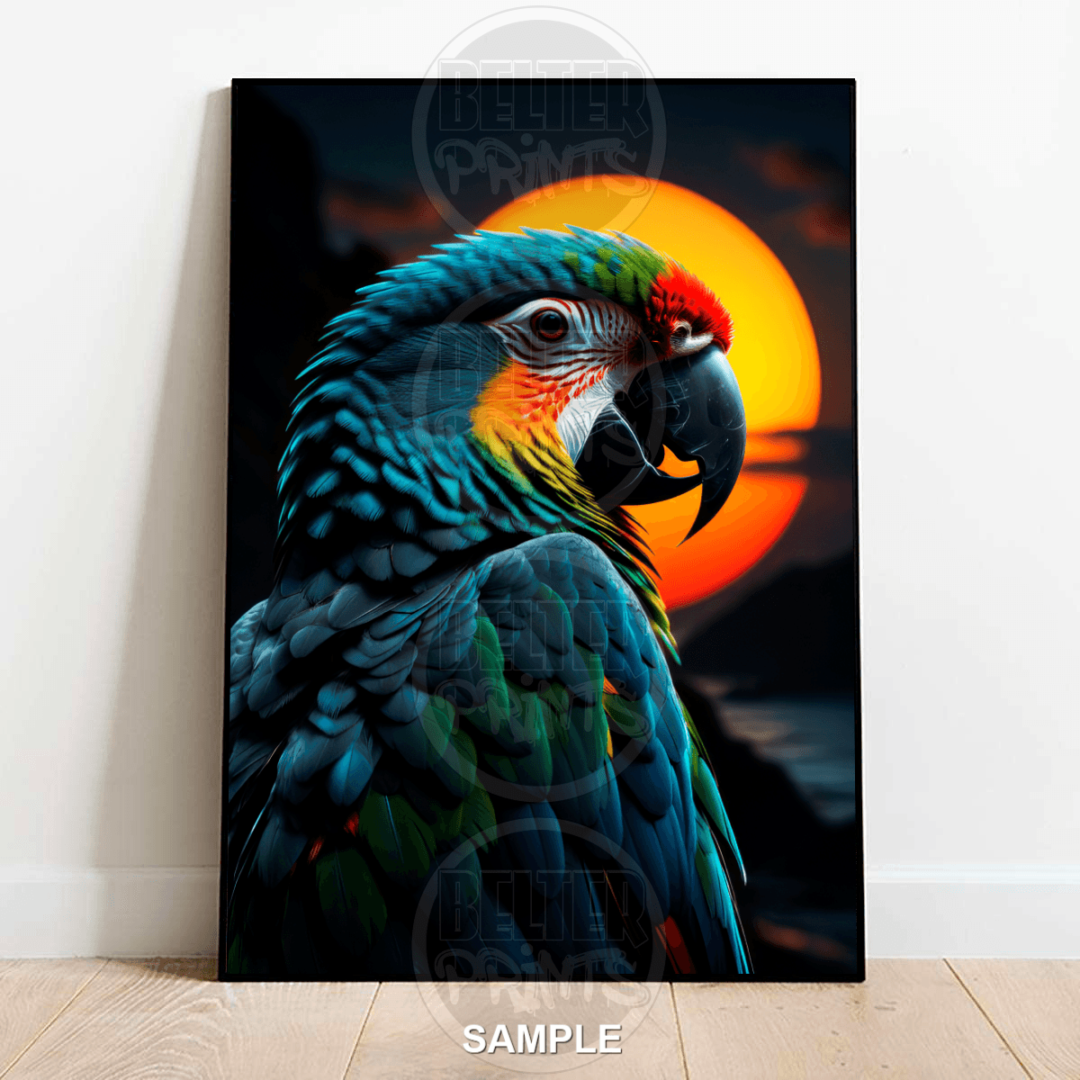 sunset-macaw-parrot-wall-art-print