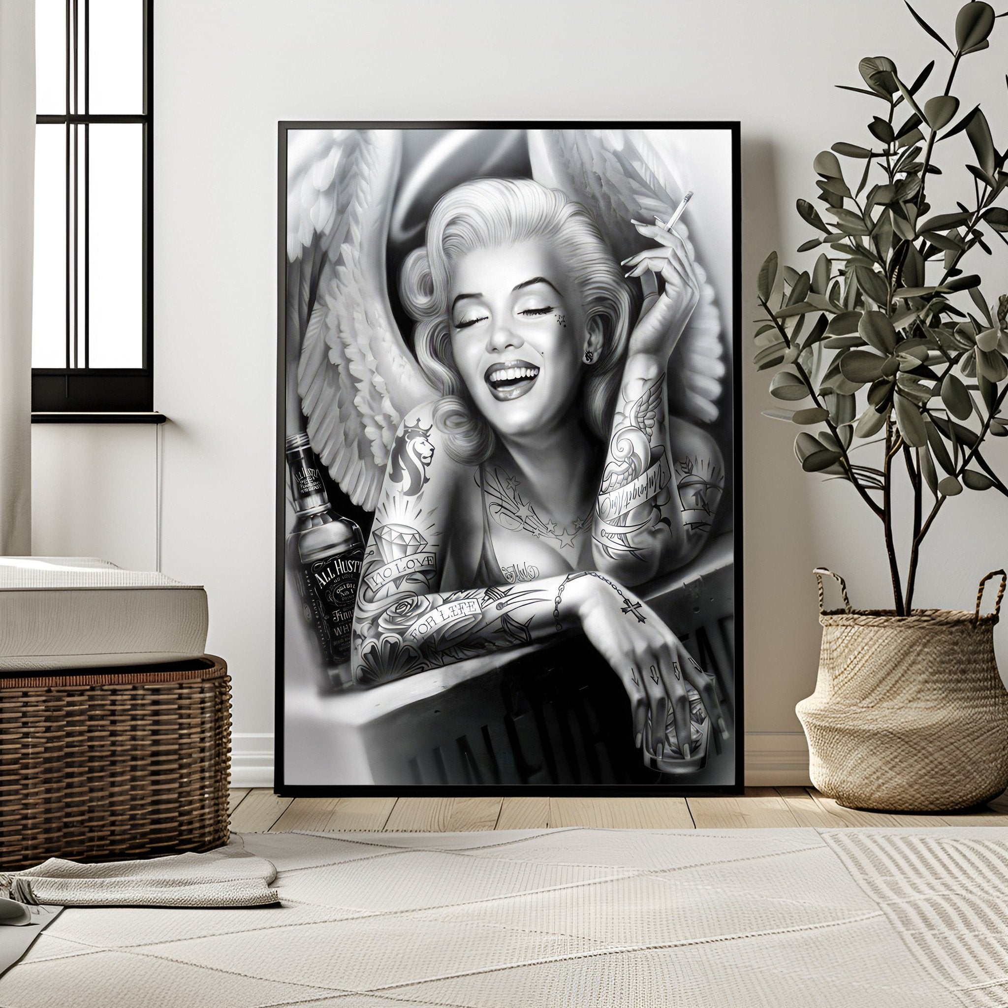 Tattooed Monroe | Bold Marilyn Rebel Wall Art Print - Print