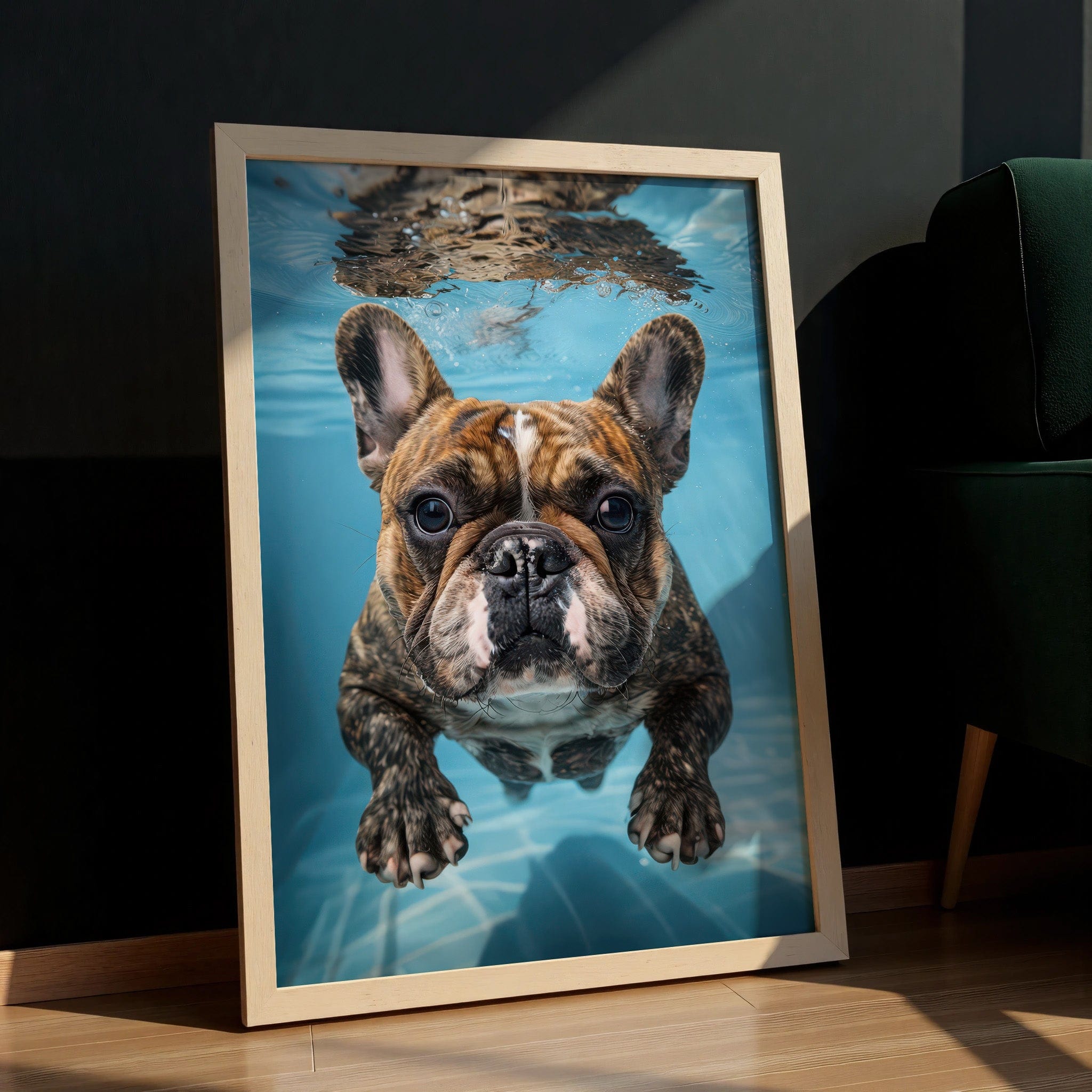 quirky-french-bulldog-wall-decor-pool-scene