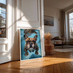 Underwater Frenchie | Swimming Bulldog Wall Art Print