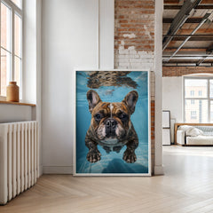 dog-in-pool-wall-art-french-bulldog-poster
